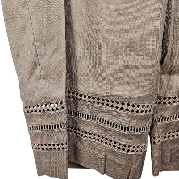 White House Black Market Pants Brown‎ Linen Blend Classic Wide Leg Size 6 - Picture 5 of 13